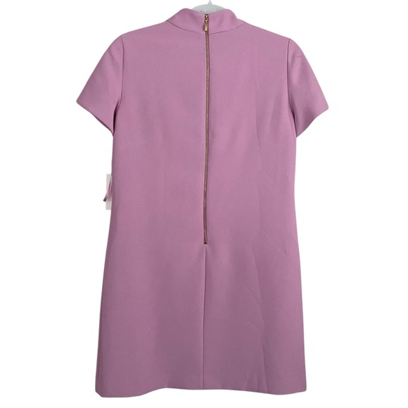 Alex Marie NWT Lilac Purple Gwen Mock Neck Scallop Front Trim Shift Dress Size 4 - Picture 4 of 10